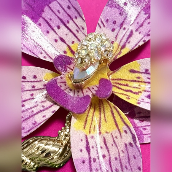 NEW Betsey Johnson Mermaid Jewels Orchid Coral Statement Earrings 3" Long Drop - Picture 3 of 5